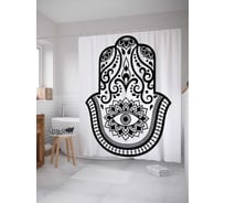 Штора (занавеска) для ванной JoyArty "Чудный знак" из сатена, 180х200 см с крючками, sc_19257