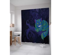 Штора (занавеска) для ванной JoyArty "Чеширская кошка" из сатена, 180х200 см с крючками, sc_14081