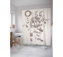 Штора (занавеска) для ванной JoyArty "Многорукое божество" из сатена, 180х200 см с крючками, sc_19253