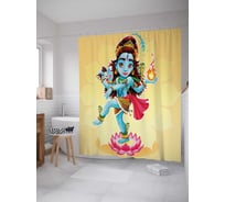 Штора (занавеска) для ванной JoyArty "Красочный шаман" из сатена, 180х200 см с крючками, sc_19242