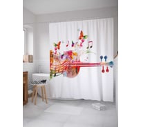 Штора (занавеска) для ванной JoyArty "Музыкальное настроение" из сатена, 180х200 см с крючками, sc_12683