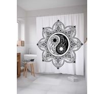 Штора (занавеска) для ванной JoyArty "Противоположность и единство" из сатена, 180х200 см с крючками, sc_19239