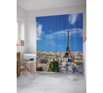 Штора (занавеска) для ванной JoyArty "Шпиль до небес" из сатена, 180х200 см с крючками, sc_16222