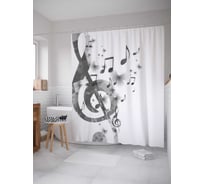 Штора (занавеска) для ванной JoyArty "Музыкальные тени" из сатена, 180х200 см с крючками, sc_12681
