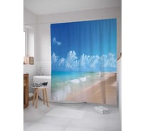 Штора (занавеска) для ванной JoyArty "Облачный горизонт" из сатена, 180х200 см с крючками, sc_14991