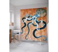 Штора (занавеска) для ванной JoyArty "Сказочный осьминог" из сатена, 180х200 см с крючками, sc_15037