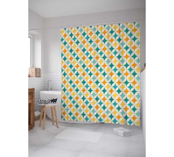 Штора (занавеска) для ванной JoyArty "Звездное мигание" из сатена, 180х200 см с крючками, sc_23301 1