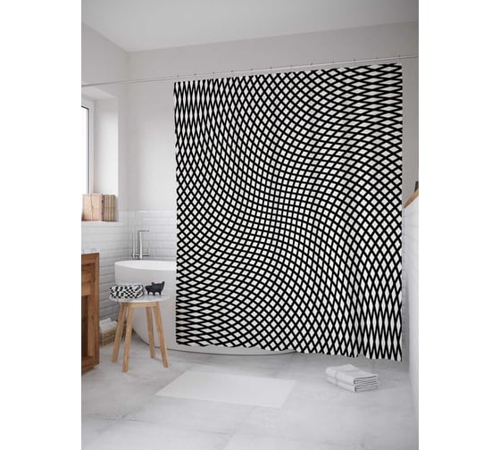 Штора (занавеска) для ванной JoyArty "Иллюзорная сеть" из сатена, 180х200 см с крючками, sc_16970 1