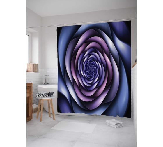 Штора (занавеска) для ванной JoyArty "Вечный цветок" из сатена, 180х200 см с крючками, sc_16985 1