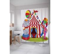 Штора (занавеска) для ванной JoyArty "Слоновые трюки" из сатена, 180х200 см с крючками, sc_12740