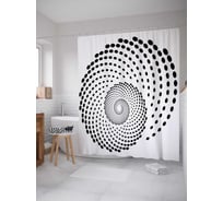 Штора (занавеска) для ванной JoyArty "Точки в спирали" из сатена, 180х200 см с крючками, sc_16995