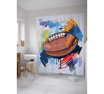 Штора (занавеска) для ванной JoyArty "Радужный футбольный мяч" из сатена, 180х200 см с крючками, sc_16544