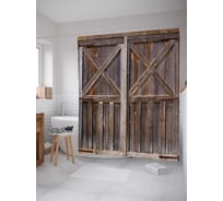 Штора (занавеска) для ванной JoyArty "Старые древесные врата" из сатена, 180х200 см с крючками, sc_25307