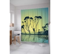 Штора (занавеска) для ванной JoyArty "Деревья у ставка" из сатена, 180х200 см с крючками, sc_14961