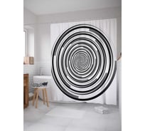 Штора (занавеска) для ванной JoyArty "Обман зрения" из сатена, 180х200 см с крючками, sc_16999