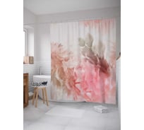 Штора (занавеска) для ванной JoyArty "Цветочный туман" из сатена, 180х200 см с крючками, sc_17043