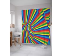 Штора (занавеска) для ванной JoyArty "Радужная иллюзия" из сатена, 180х200 см с крючками, sc_16992