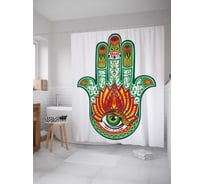 Штора (занавеска) для ванной JoyArty "Пламенная хамса" из сатена, 180х200 см с крючками, sc_19282