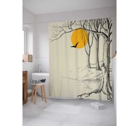 Штора (занавеска) для ванной JoyArty "Полет через солнечный лес" из сатена, 180х200 см с крючками, sc_14967