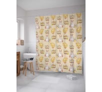 Штора (занавеска) для ванной JoyArty "Время пасхи" из сатена, 180х200 см с крючками, sc_25664