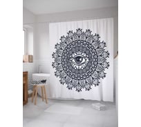 Штора (занавеска) для ванной JoyArty "Глаз с цветочным узором" из сатена, 180х200 см с крючками, sc_19336
