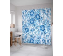 Штора (занавеска) для ванной JoyArty "Зимний сад" из сатена, 180х200 см с крючками, sc_25742038