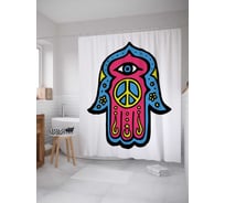 Штора (занавеска) для ванной JoyArty "Хипстерская хамса" из сатена, 180х200 см с крючками, sc_19280