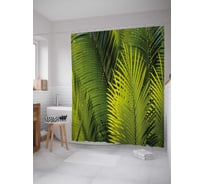 Штора (занавеска) для ванной JoyArty "Много папоротника" из сатена, 180х200 см с крючками, sc_20021