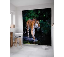 Штора (занавеска) для ванной JoyArty "Вброд по ручейку" из сатена, 180х200 см с крючками, sc_12733