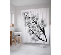 Штора (занавеска) для ванной JoyArty "Ветка таинства" из сатена, 180х200 см с крючками, sc_18111
