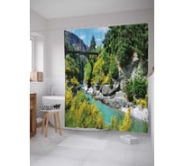 Штора (занавеска) для ванной JoyArty "Горный мост" из сатена, 180х200 см с крючками, sc_19315