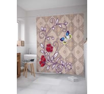 Штора (занавеска) для ванной JoyArty "Тайна бабочки" из сатена, 180х200 см с крючками, sc_16963