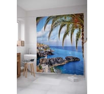 Штора (занавеска) для ванной JoyArty "Скальное ограждение" из сатена, 180х200 см с крючками, sc_19305