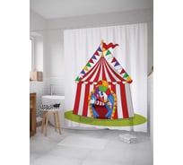 Штора (занавеска) для ванной JoyArty "Клоун веселун" из сатена, 180х200 см с крючками, sc_12745