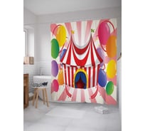 Штора (занавеска) для ванной JoyArty "Цирковой день" из сатена, 180х200 см с крючками, sc_12747