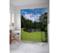 Штора (занавеска) для ванной JoyArty "Ряска речная" из сатена, 180х200 см с крючками, sc_15168