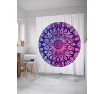 Штора (занавеска) для ванной JoyArty "Фиолетовая мандала" из сатена, 180х200 см с крючками, sc_141838