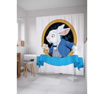 Штора (занавеска) для ванной JoyArty "Кролик спешит" из сатена, 180х200 см с крючками, sc_14096