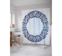 Штора (занавеска) для ванной JoyArty "Морской узор с ракушками" из сатена, 180х200 см с крючками, sc_19338