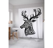 Штора (занавеска) для ванной JoyArty "Олений узор" из сатена, 180х200 см с крючками, sc_12800