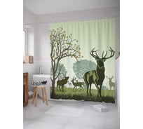 Штора (занавеска) для ванной JoyArty "Оленья родня" из сатена, 180х200 см с крючками, sc_12799