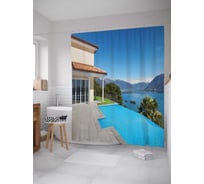 Штора (занавеска) для ванной JoyArty "Бассейн на обрыве" из сатена, 180х200 см с крючками, sc_12810