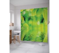 Штора (занавеска) для ванной JoyArty "Листья из мечты" из сатена, 180х200 см с крючками, sc_16581