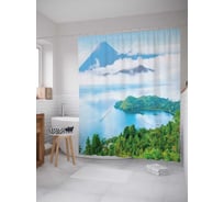 Штора (занавеска) для ванной JoyArty "Густой туман над рекой" из сатена, 180х200 см с крючками, sc_19317