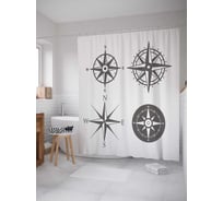 Штора (занавеска) для ванной JoyArty "Компас для всех" из сатена, 180х200 см с крючками, sc_14187