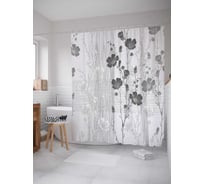 Штора (занавеска) для ванной JoyArty "Цветы под дождем" из сатена, 180х200 см с крючками, sc_17038