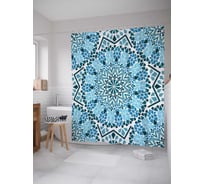 Штора (занавеска) для ванной JoyArty "Цветочный орнамент" из сатена, 180х200 см с крючками, sc_17021