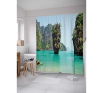 Штора (занавеска) для ванной JoyArty "Морские булыжники" из сатена, 180х200 см с крючками, sc_15511