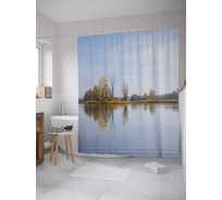 Штора (занавеска) для ванной JoyArty "Осенняя река" из сатена, 180х200 см с крючками, sc_10284