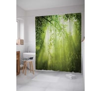 Штора (занавеска) для ванной JoyArty "Тропический день" из сатена, 180х200 см с крючками, sc_19331